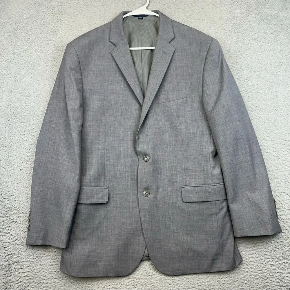 Jos A Bank Blazer Mens 43R Gray Slim Fit Wool 2 Button Suit Jacket Business